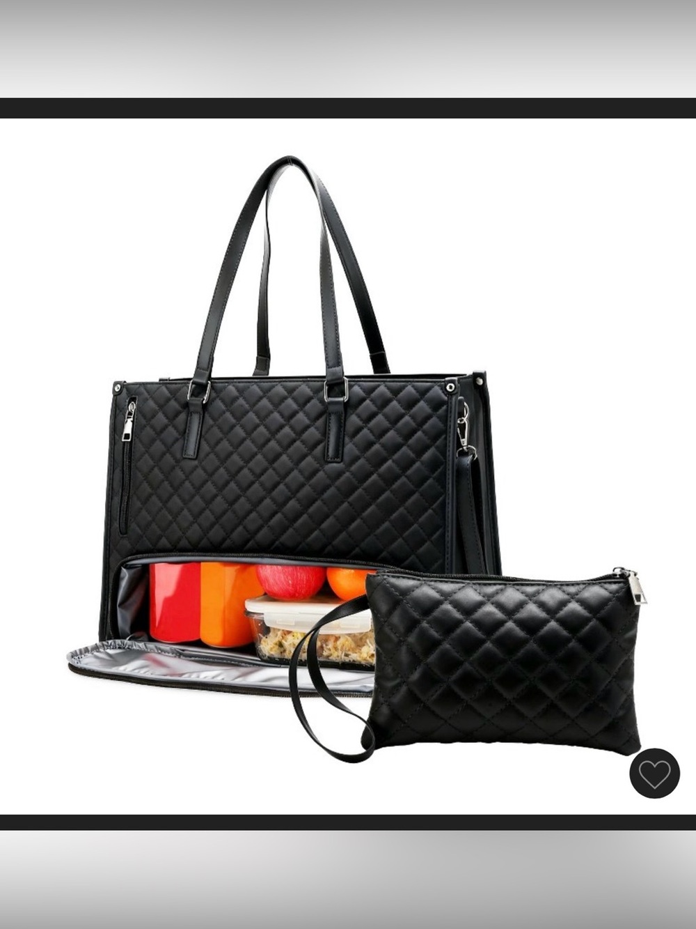 Quilted PU Leather Insulated Work Tote - Picture 6 of 11
